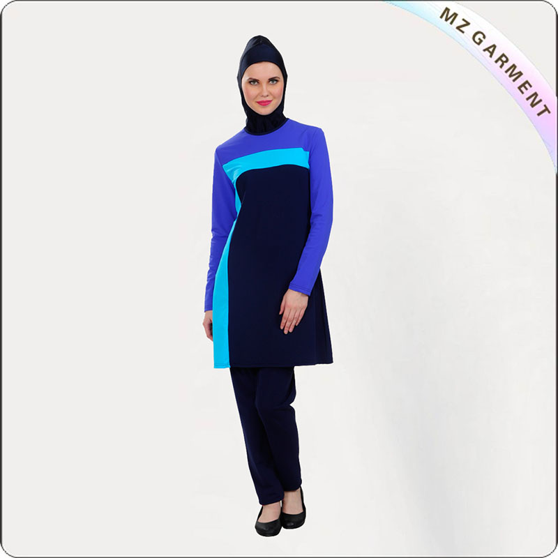 Women Black & Purple Muslim Swimwear