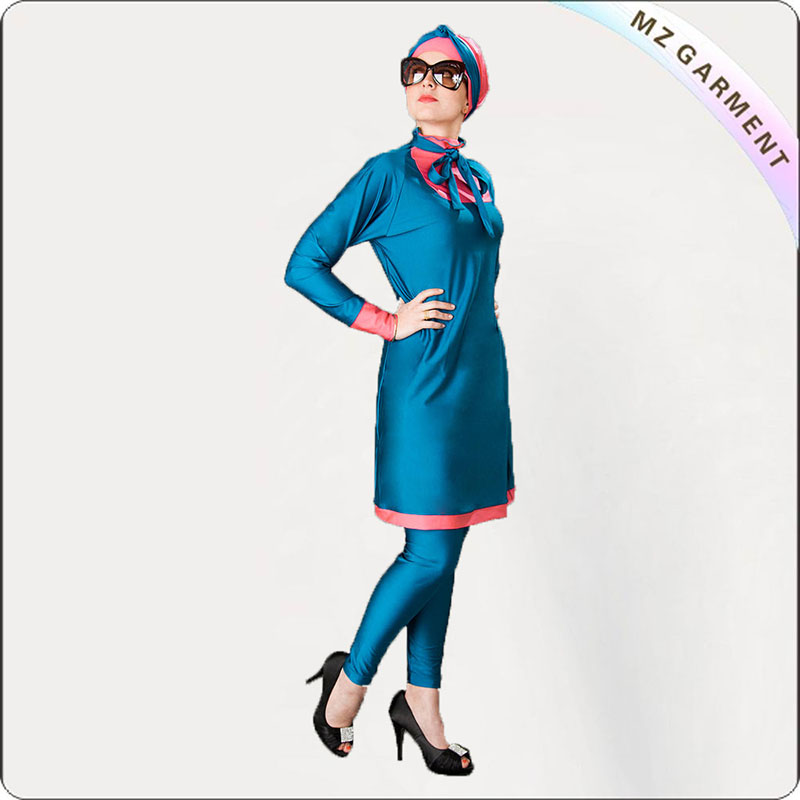 Women Light Blue Muslim Swimwear