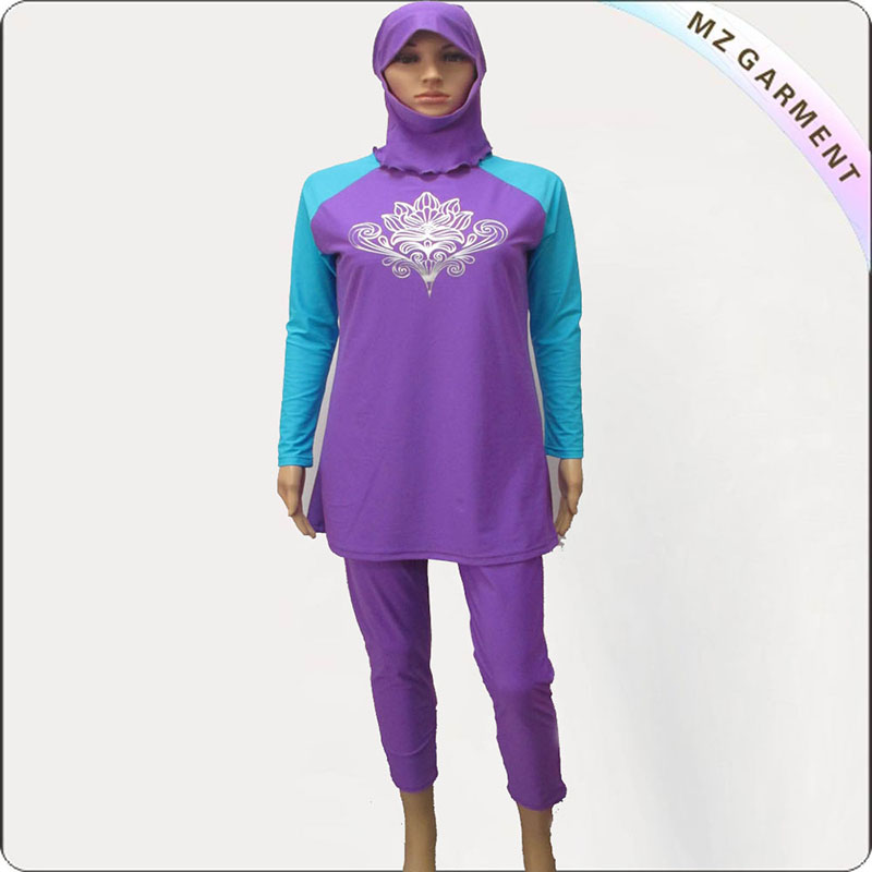 Women Purple & Blue Muslim Swimwear