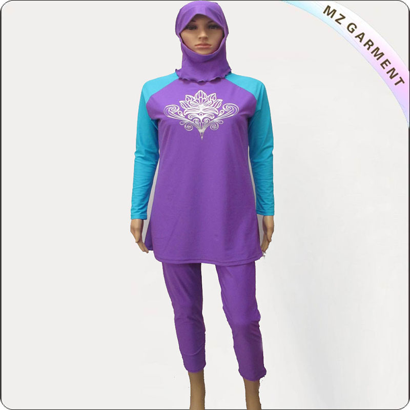 Women Purple & Blue Muslim Swimwear-1