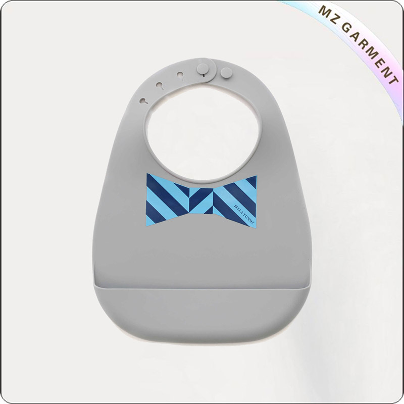 Grey & Blue Organic Cotton Bow Bib