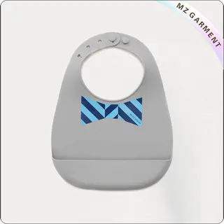 Grey & Blue Organic Cotton Bow Bib