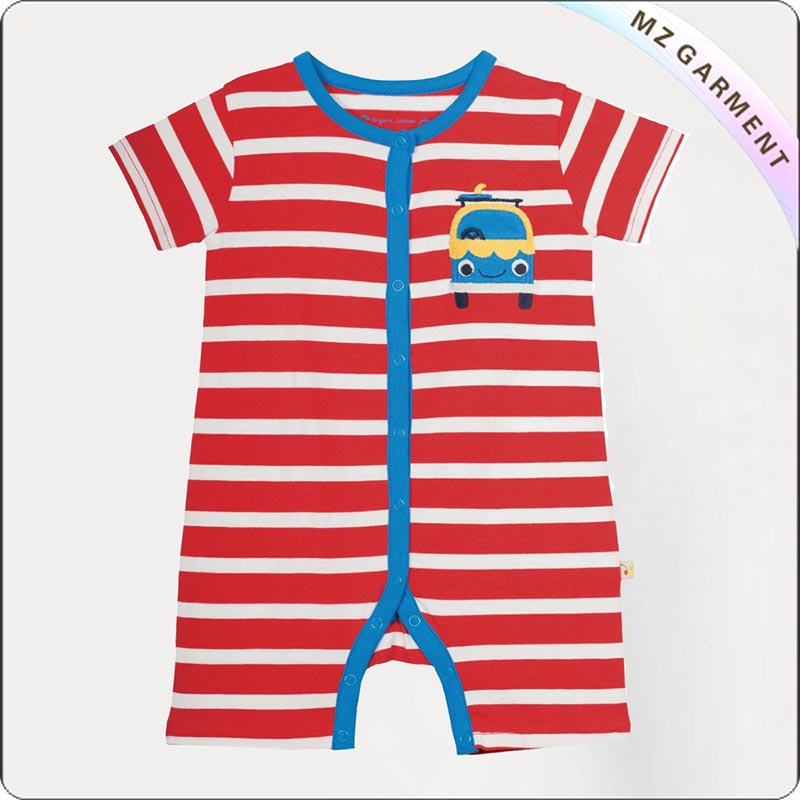 Car Print Short Sleeve Romper