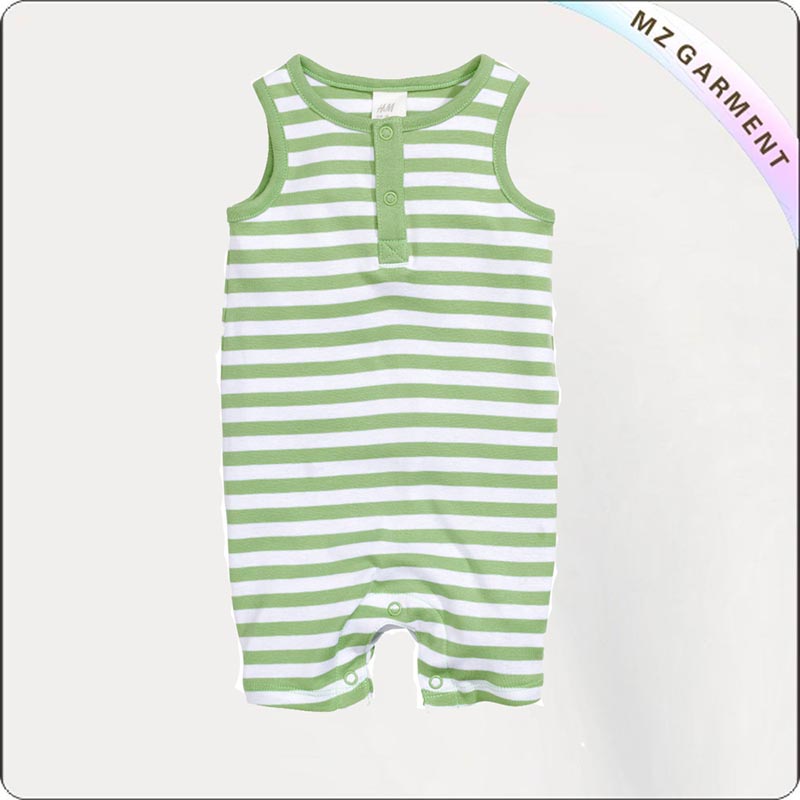 Green Striped Sleeveless Romper