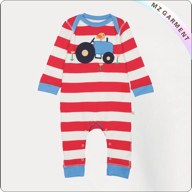 Longsleeve Romper with Tractor