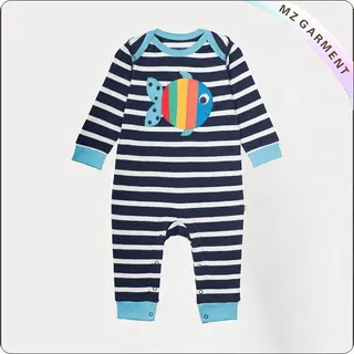 Baby Bubbly Stripe Fish Romper