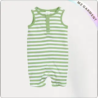 Green Striped Sleeveless Romper