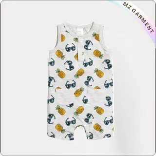 Pineapple Glasses Sleeveless Romper