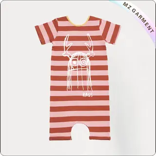 Red Stripe Short Sleeve Romper