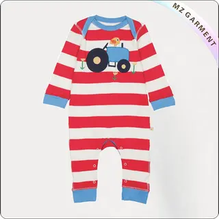 Longsleeve Romper with Tractor