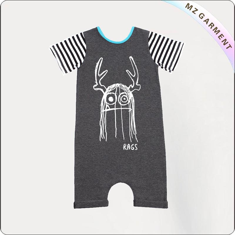 Short Sleeve Romper with Striped