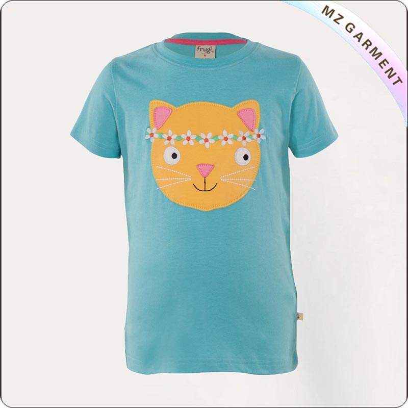 Aqua Cat Printed Tee