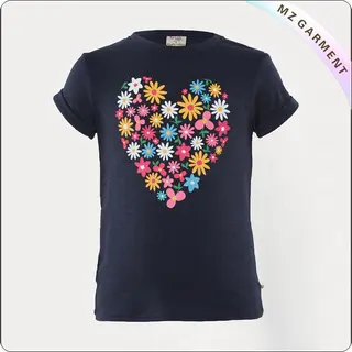 Girls Heart Printed Organic Tee