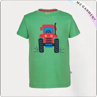 Wheels Applique Tractor Printed Tee