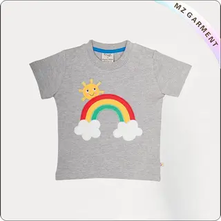 Grey Marl Rainbow Printed Tee