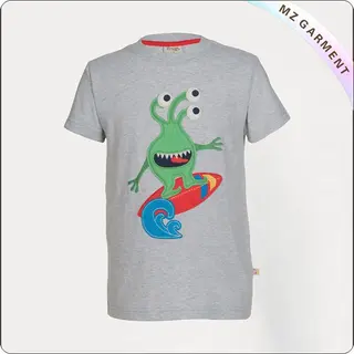 Grey Marl Monster Printed Tee