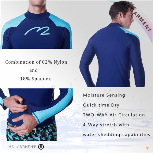 Euro Size Rash Guard, UV Protection, Easily Dry, Blue