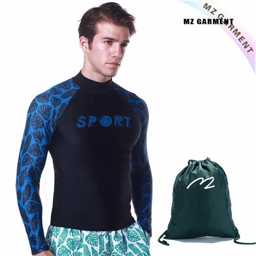 German Men's Rash Guard, 82% Nylon, 18% Spandex, Easily Dry, Blue