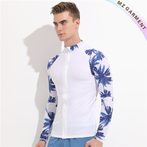 Guys Front Zip Rash Guard, Nylon, Spandex, UPF 50+, OEM Service