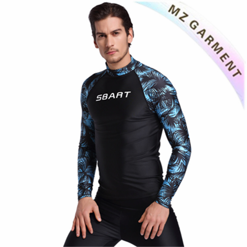 Mens Rash Guard Long Sleeve, UPF 50+, 80% Nylon, 20% Spandex