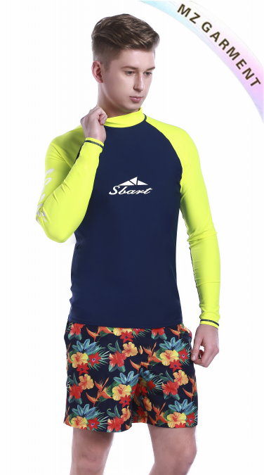 Mens Rash Guard Swim Shirts, Made of Nylon & Spandex, UPF 50+