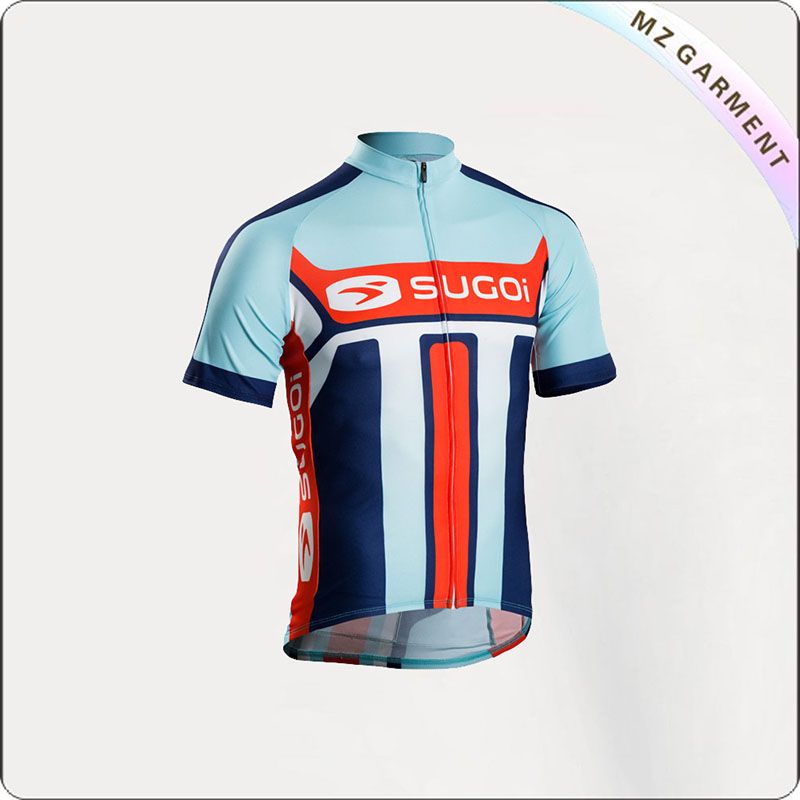 Light Blue & Red Short Sleeve Cycling Wear