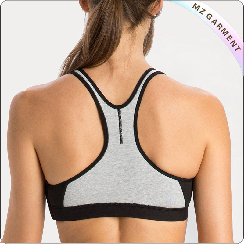 Light Grey & Black Racer Back Exercise Bra