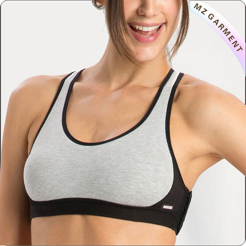 Light Grey & Black Racer Back Exercise Bra