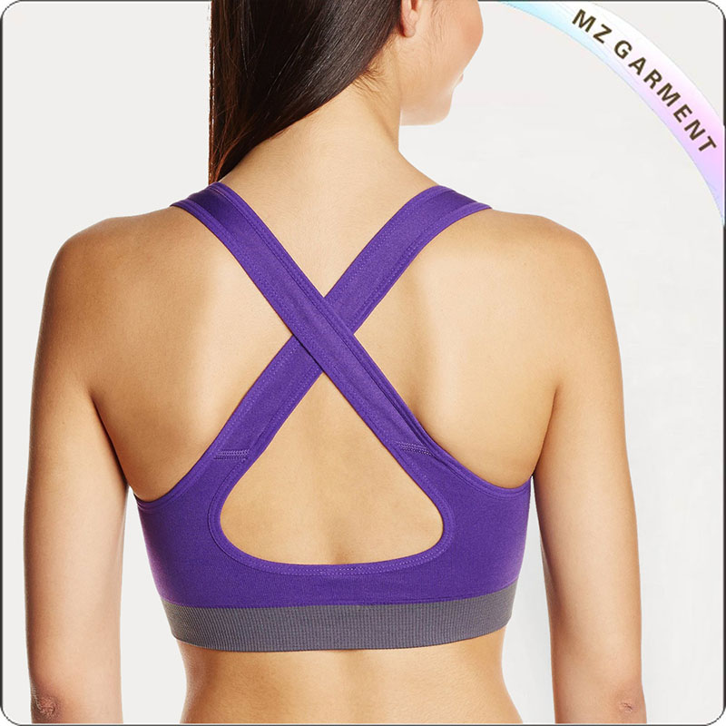 Purple & Grey Moulded Cup Exercise Bra