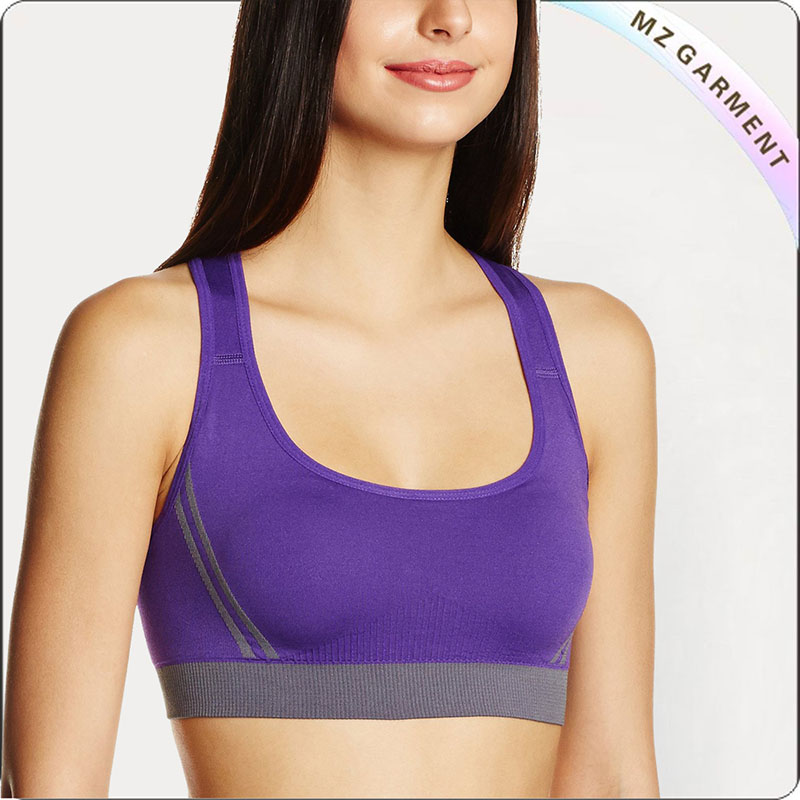 Purple & Grey Moulded Cup Exercise Bra