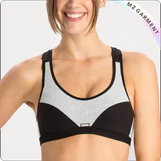 Grey & Black Racer Back Padded Exercise Bra