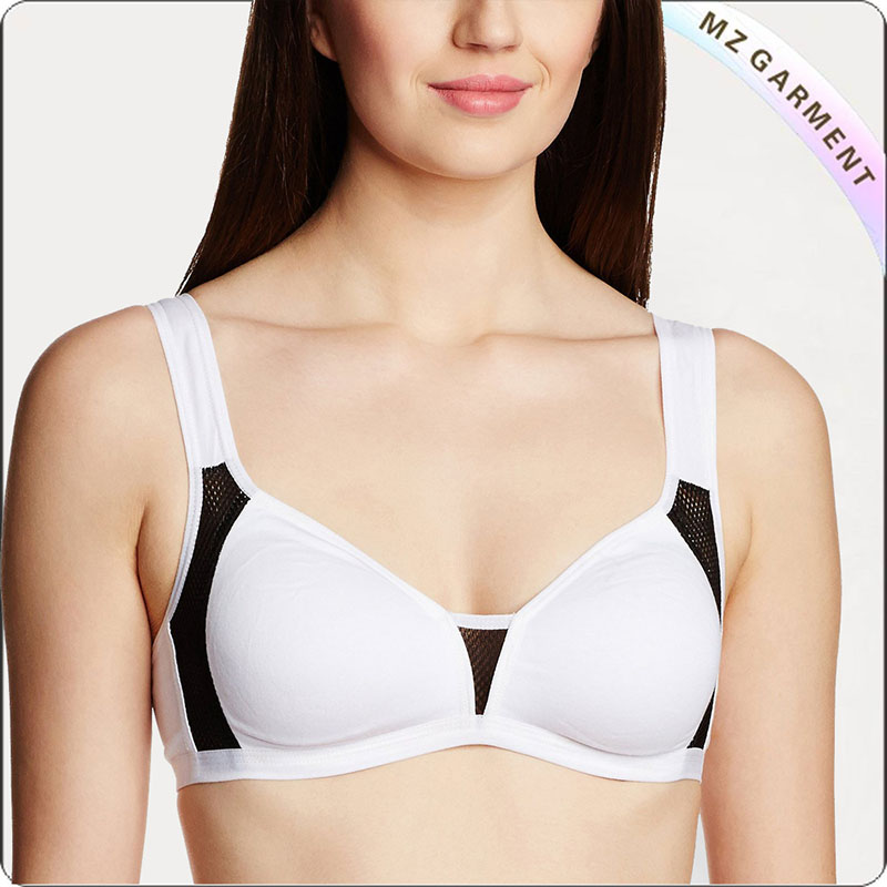 White & Black Full Cup Exercise Bra