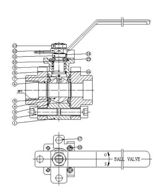 Forged Steel Ball Valve Drawing