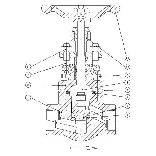 Major structures of forged steel globe valve