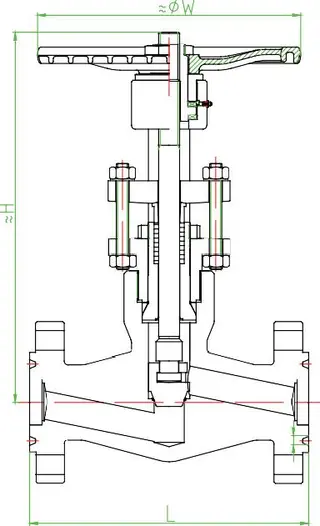 2500LB Integral Flanged Globe Valve, Bolted Bonnet