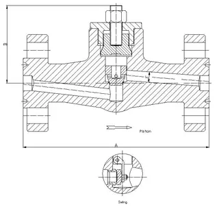 2500LB Integral Flanged Check Valve, Self-Sealing