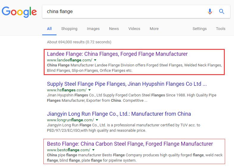 Google natural ranking optimization success stories: www.landeeflange.com