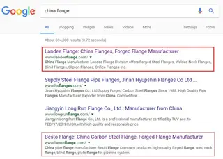 谷歌自然排名优化成功案例: www.landeeflange.com