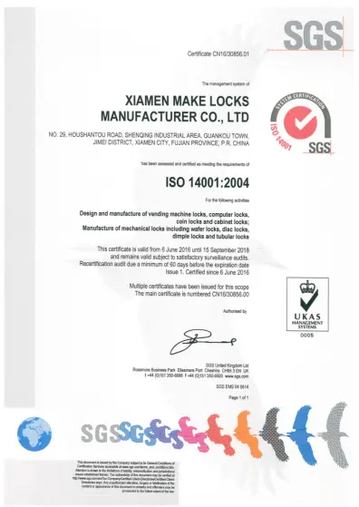 ISO14001:2004 Certificate