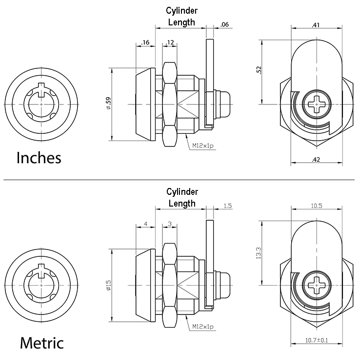 drawing for tubular cam lock