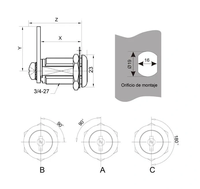 Mailbox Cam Lock Dimensions