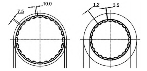 Staggered probe ring design Staggered probe ring design