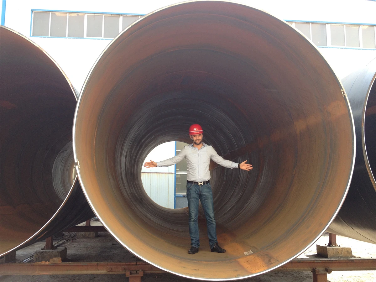 Albania client standing in landee large diameter steel pipe