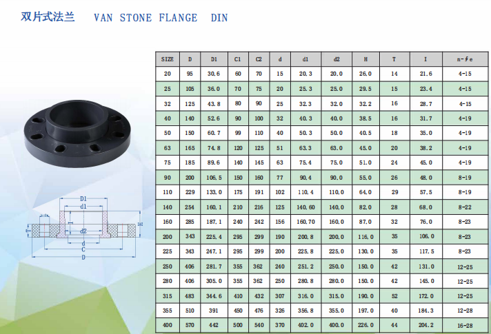 DIN Van Stone Flange Dimension Table