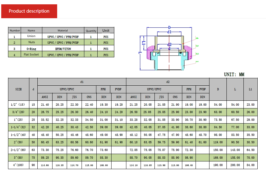 PVDF Unions