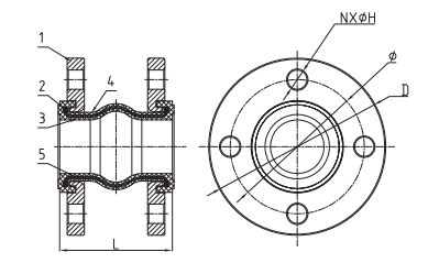 Single Sphere Rubber Flexible Joint Design Drawing