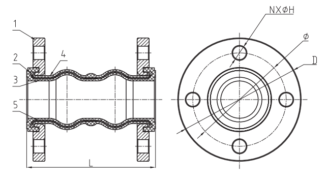 Twin Sphere Rubber Flexible Joint Design Drawing