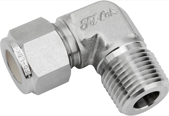 Stainless Steel Compression Fittings - 90 Degree Male Elbow - 1/2T x 1/2  MNPT