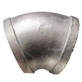 ASME B16.3 45 Degree Elbow, Malleable Iron, 6 Inch, HDG, NPT