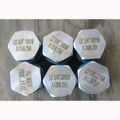 ANSI B16.11 Hex Head Plug, ASTM A105N, 3/4 Inch, 3000 LB, NPT